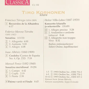 Tárrega / Moreno Torroba / Albéniz / Ponce / Villa‐Lobos