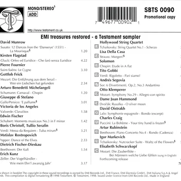 EMI Treasures Restored꞉ A Testament Sampler by Various Artists - album cover