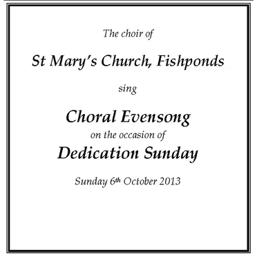 Dedication Sunday 2013 by Choir of St Mary’s, Fishponds - album cover
