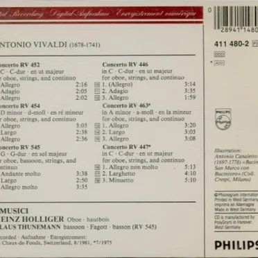 5 Concerti Per Oboe / Concerto Per Oboe & Fagotto RV 545