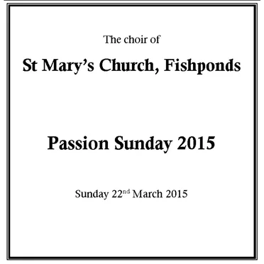 Passion Sunday 2015 by Choir of St Mary’s, Fishponds - album cover