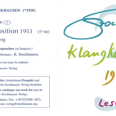 Klangkomposition 1953: Lesung by Karlheinz Stockhausen - album cover