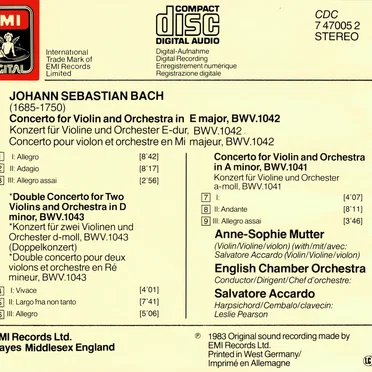 Concerto for Two Violins in D minor / Violin Concertos in A minor & E major