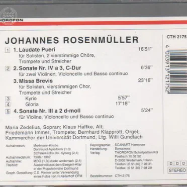 Rosenmüller: Laudate Pueri, Missa Brevis