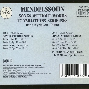 Songs without Words / 17 Variations Sérieuses