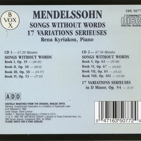 Songs without Words / 17 Variations Sérieuses