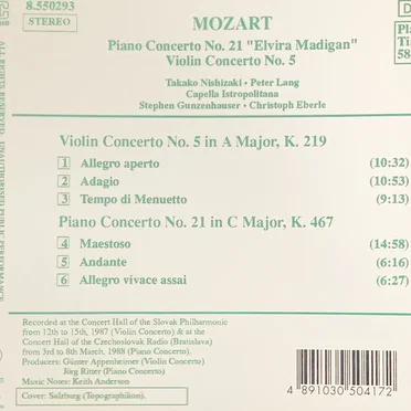 Piano Concerto no. 21 "Elvira Madigan" / Violin Concerto no. 5