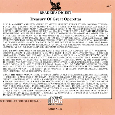 Treasury of Great Operettas by Various Artists - album cover