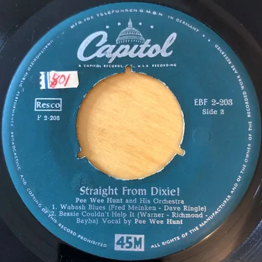 Straight From Dixie! by Pee Wee Hunt And His Orchestra - album cover