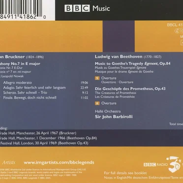Bruckner: Symphony no. 7 / Beethoven: Egmont Overture / Prometheus Overture
