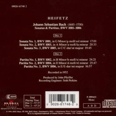 The Heifetz Collection, Volume 17: Sonatas & Partitas