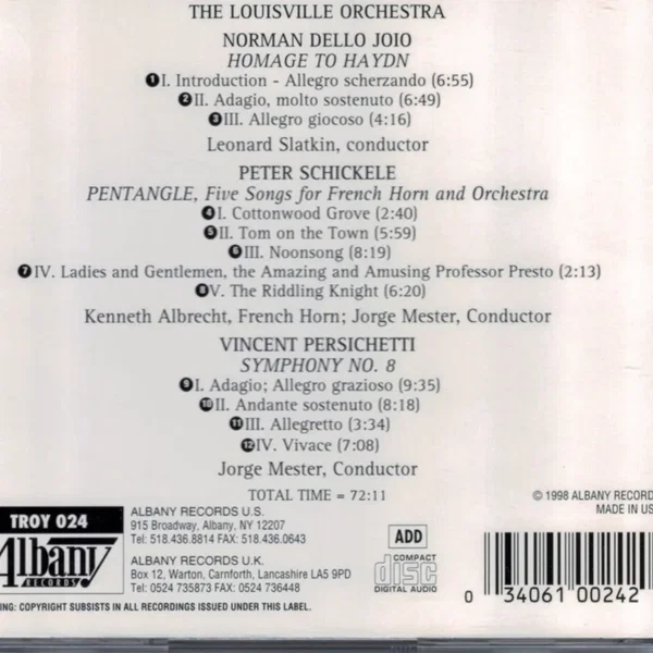 Dello Joio: Homage to Haydn / Schickele: Pentangle / Persichetti: Symphony no. 8