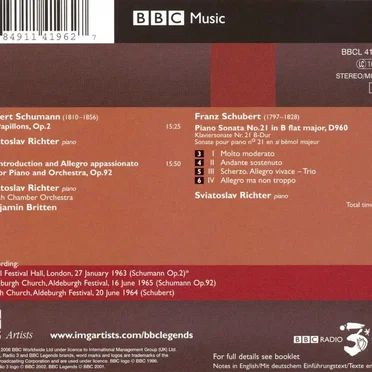 Schumann: Papillons / Introduction & Allegro appassionato / Schubert: Piano Sonata in B-flat major, D. 960