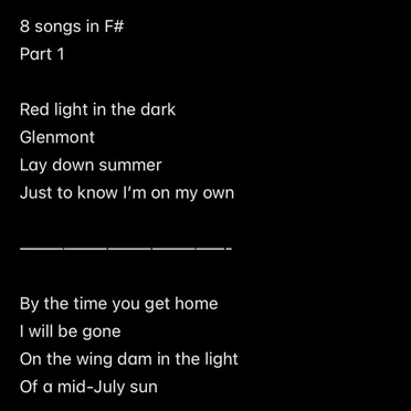 Eight Songs In F# Major, pt. 1