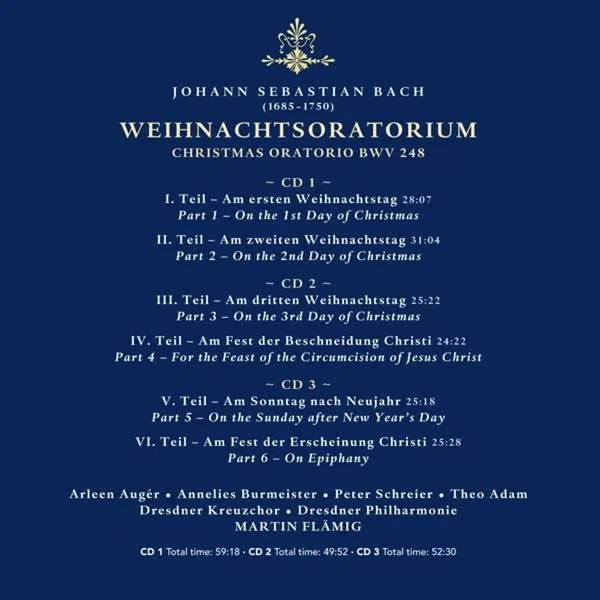 Weihnachts Oratorium, Christmas Oratorio BWV 248