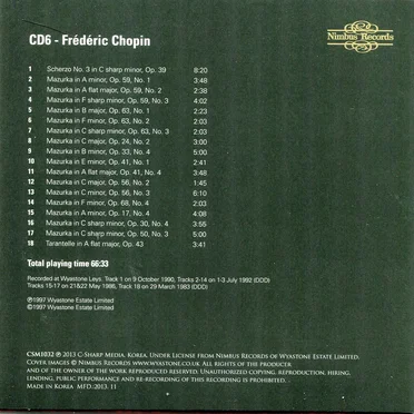 Scherzo no. 3 / Mazurkas / Tarantelle