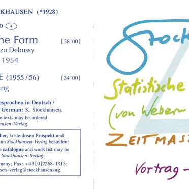 Statische Form 1954 (von Weber zu Debussy) / ZEITMASZE 1955–56: Vortrag – Lesung by Karlheinz Stockhausen - album cover
