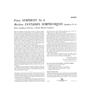 Piston: Symphony No. 6 - Martinu: Fantasies Symphoniques