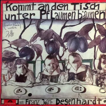 Kommt an den Tisch unter Pflaumenbäumen