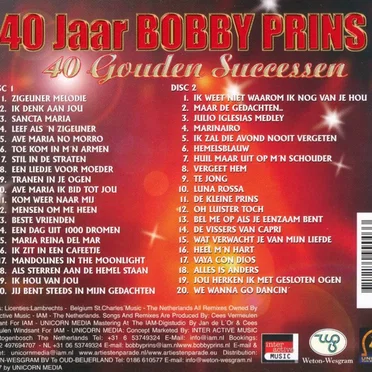 40 jaar Bobby Prins: 40 gouden successen