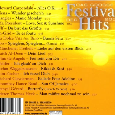 Das große Festival der Hits 2003 by Various Artists - album cover