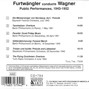 Wilhelm Furtwangler conducts Wagner from 1943-52 concerts