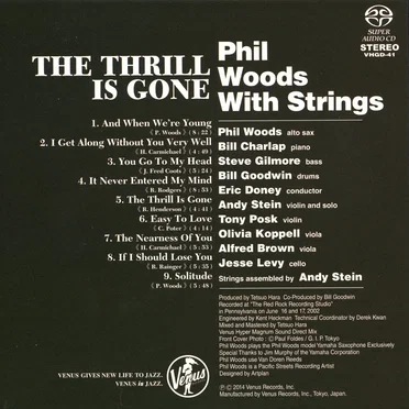 The Thrill Is Gone by Phil Woods With Strings - album cover