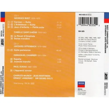 Bizet: Carmen Suite / L'Arlésienne Suite / Jeux d'enfants / Offenbach: Gaîté Parisienne / Dukas: L'Apprenti Sorcier / Chabrier / Saint-Saëns