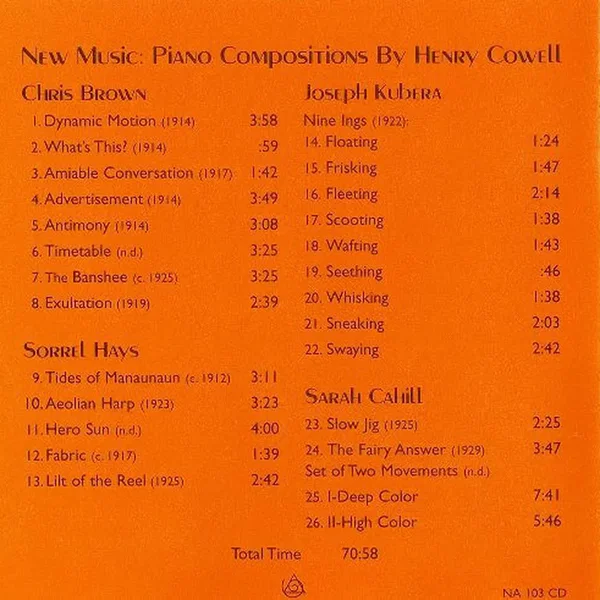 New Music: Piano Compositions by Henry Cowell