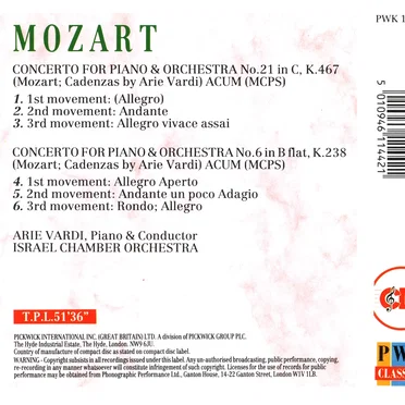 Concerto For Piano & Orchestra nos. 21 & 6