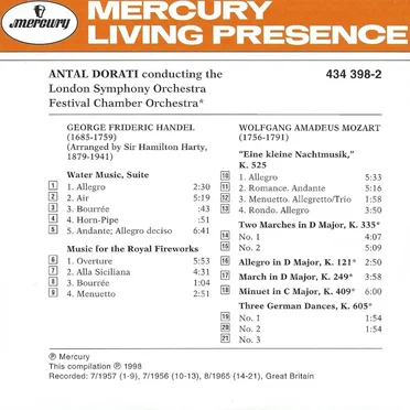 Handel-Harty: Water Music; Music for the Royal Fireworks / Mozart: Eine kleine Nachtmusik