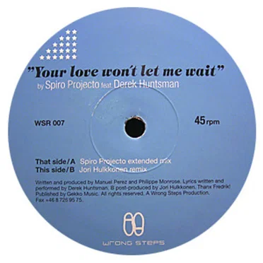 Your Love Won't Let Me Wait by Spiro Projecto - album cover
