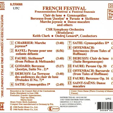 French Festival: Clair de lune / Gymnopedie no. 1 / Berceuse From ‘Jocelyn’ / Pavane / Sicilienne / Marche joyeuse / Danse macabre and Others