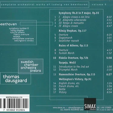 Symphony No. 8, Tarpeja Triumph-March, Namensfeier Overture, Wellington's Sieg, Köningstephan Overture, Siegesmarsch