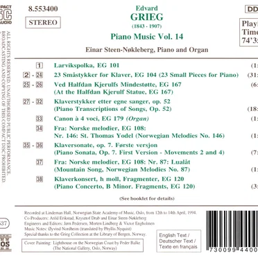 Piano Music, Volume 14: 23 Small Pieces for Piano / Piano Transcriptions of Songs, op. 52 / Larvikspolka / Piano Concerto in B minor (Fragments)