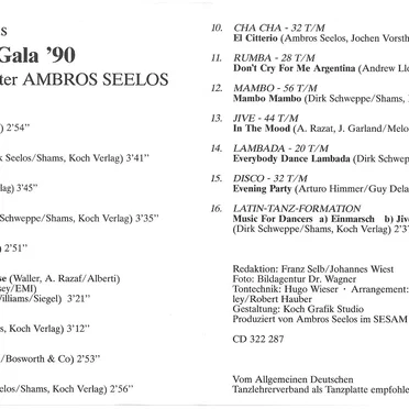 Tanz Gala '90 by Orchester Ambros Seelos - album cover