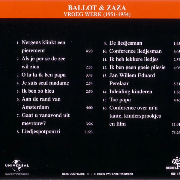 CD 2 Ballot & Zaza - Vroeg werk (1951 - 1954)