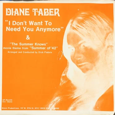 I Don’t Want to Need You Anymore / The Summer Knows by Diane Taber - album cover