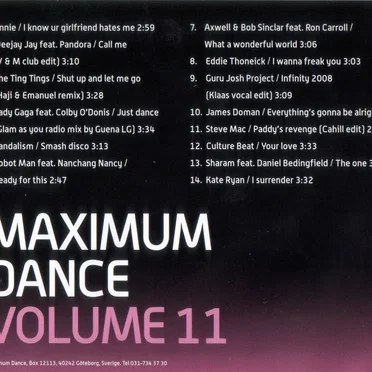 Maximum Dance 11. 2008 by Various Artists - album cover
