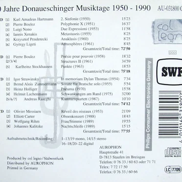 40 Jahre donaueschinger musiktage 1950 – 1990 by Various Artists - album cover