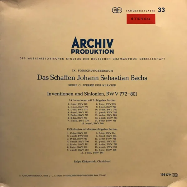 Inventionen und Sinfonien, BWV 772-801