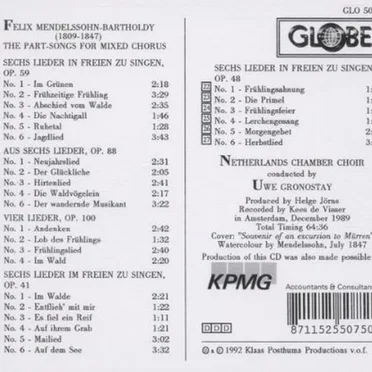 The Part-Songs for Mixed Chorus a Cappela