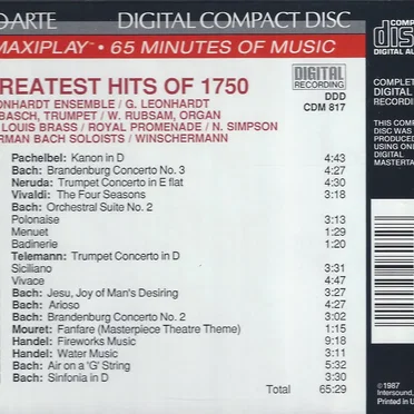Greatest Hits of 1750 by Various Artists - album cover