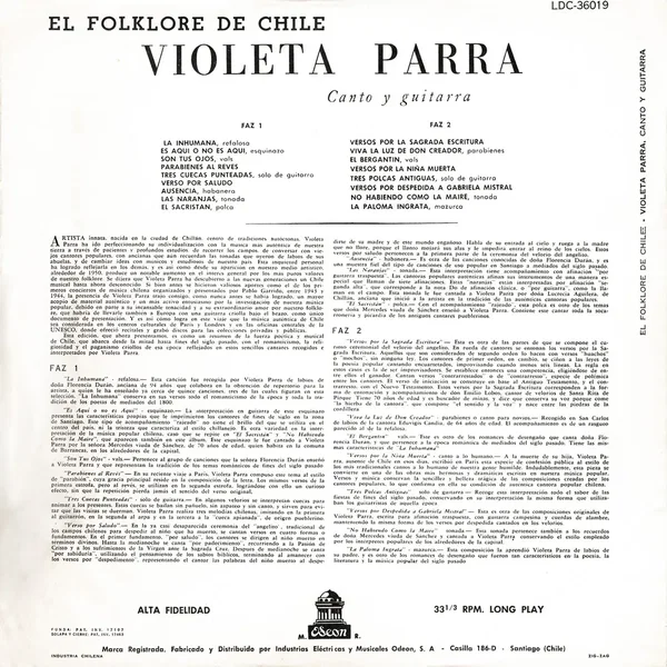 El folklore de Chile, vol. I: Violeta Parra, canto y guitarra