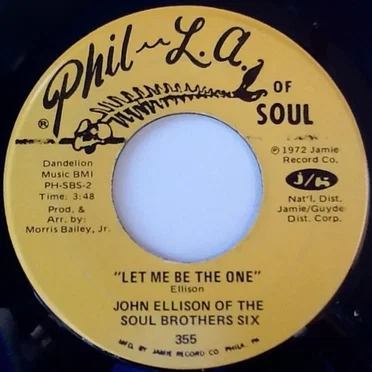 Funky Funky Way of Makin Love / Let Me Be the One by John Ellison of the Soul Brothers Six - album cover