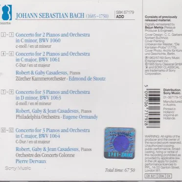 Concertos for 2 & 3 Pianos, BWV 1060, 1061, 1063, 1064