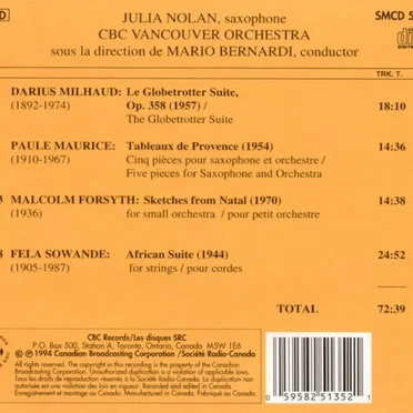 Milhaud: Le Globetrotter Suite / Maurice: Tableaux de Provence / Forsyth: Sketches from Natal / Sowande: African Suite