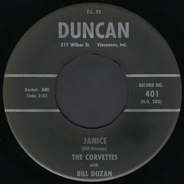 Janice / Shaften by The Corvettes With Bill Duzan - album cover