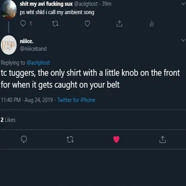 tc tuggers, the only shirt with a little knob on the front for when it gets caught on your belt