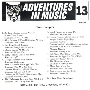 Adventures in Music 13: Blues Sampler by Various Artists - album cover